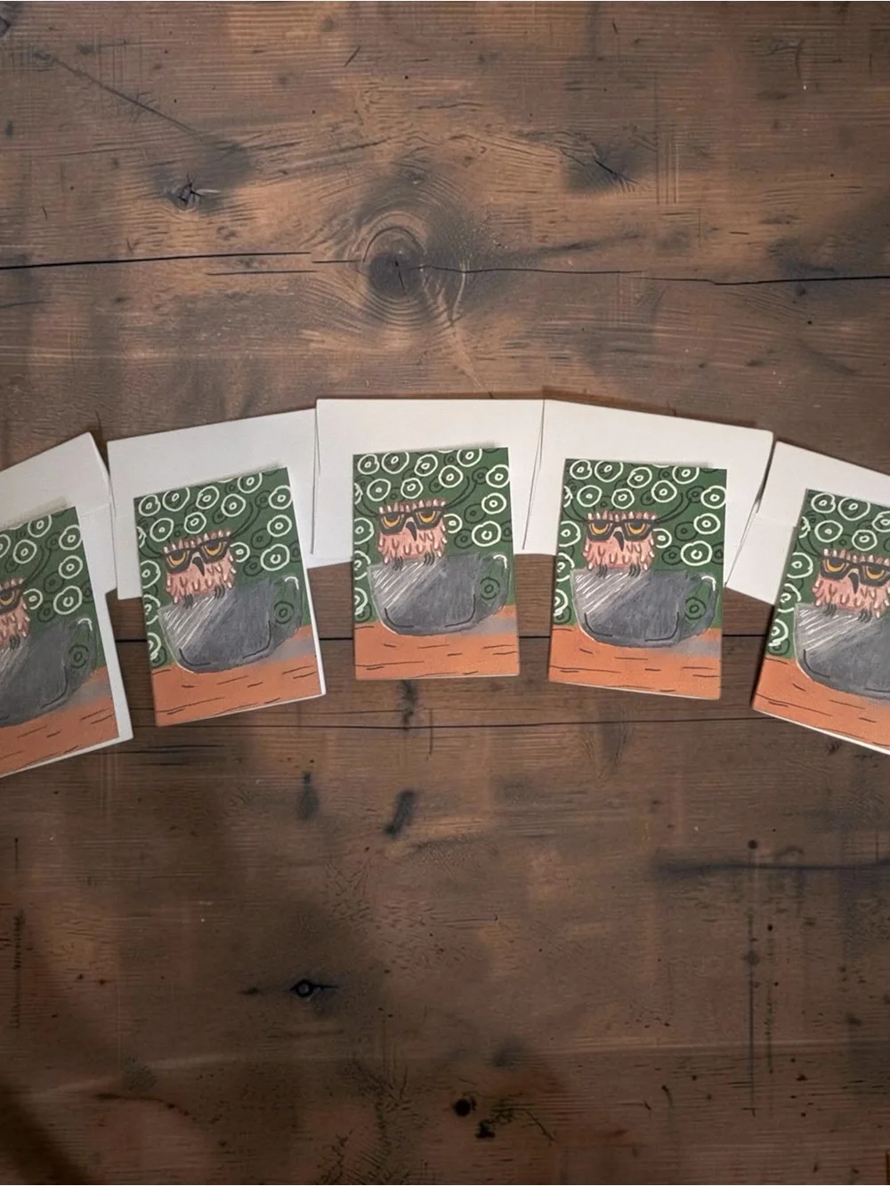Wise Owl Coffee Break – 5 Pack Greeting Card Set by Briefcase Artist